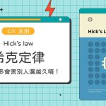 希克定律心理學概念圖，展示選項數量與決策時間之間的關聯，說明資訊過載如何導致現代人的決策癱瘓。